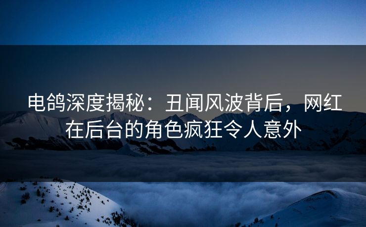 电鸽深度揭秘：丑闻风波背后，网红在后台的角色疯狂令人意外