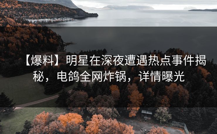 【爆料】明星在深夜遭遇热点事件揭秘,电鸽全网炸锅,详情曝光 【爆料】明星在深夜遭遇热点事件揭秘,电鸽全网炸锅,详情曝光