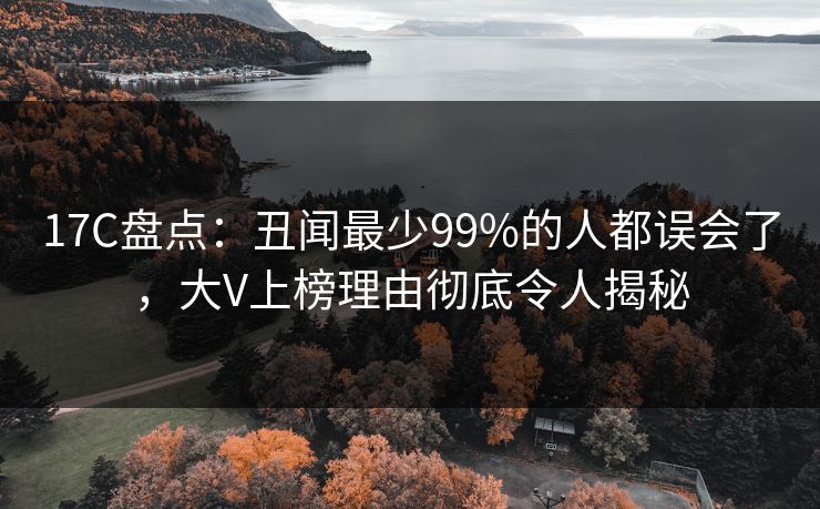 17C盘点：丑闻最少99%的人都误会了，大V上榜理由彻底令人揭秘
