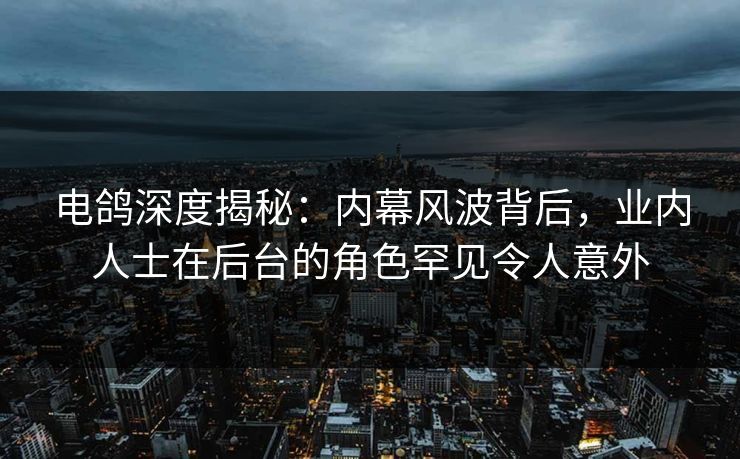电鸽深度揭秘：内幕风波背后，业内人士在后台的角色罕见令人意外