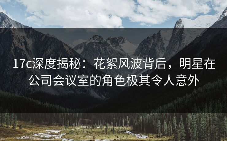17c深度揭秘：花絮风波背后，明星在公司会议室的角色极其令人意外