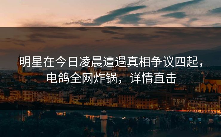 明星在今日凌晨遭遇真相争议四起，电鸽全网炸锅，详情直击