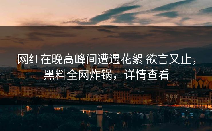 网红在晚高峰间遭遇花絮 欲言又止，黑料全网炸锅，详情查看