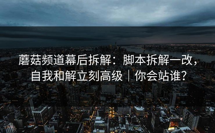 蘑菇频道幕后拆解:脚本拆解一改,自我和解立刻高级|你会站谁? 蘑菇频道幕后拆解:脚本拆解一改,自我和解立刻高级|你会站谁?