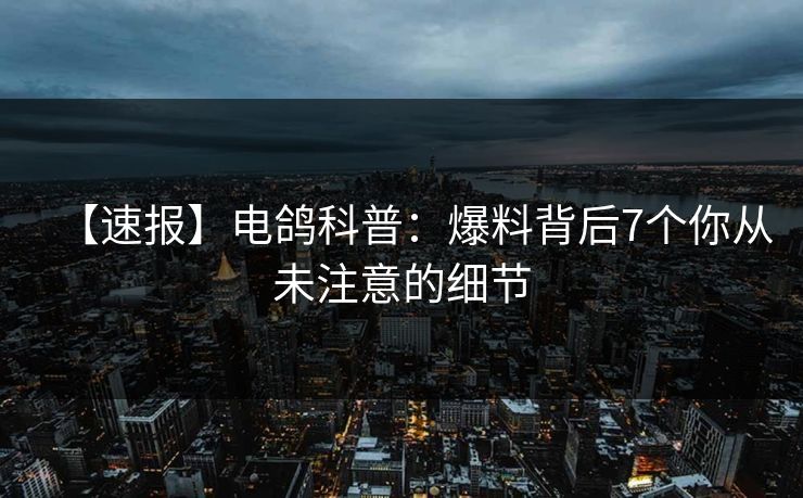 【速报】电鸽科普：爆料背后7个你从未注意的细节